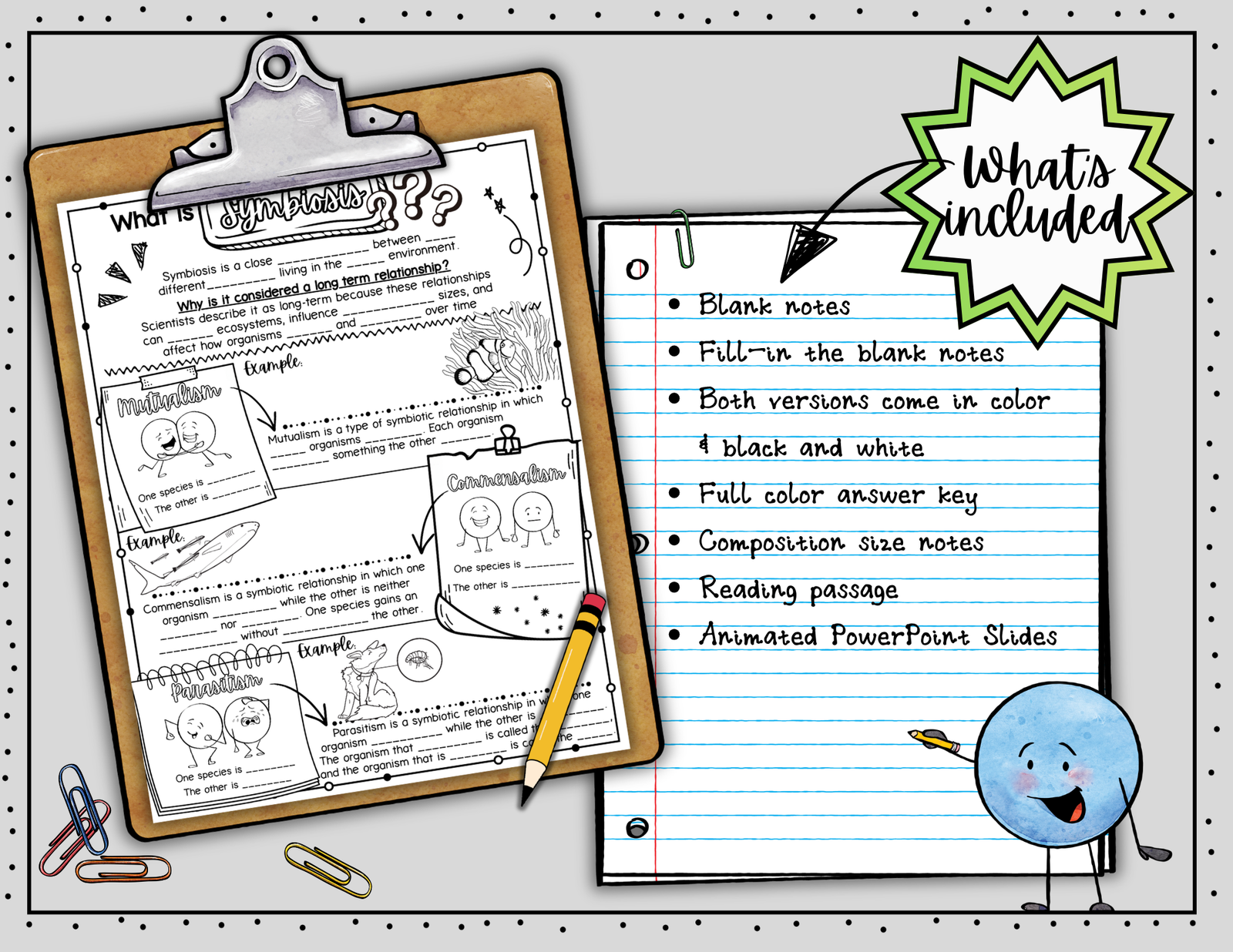 Symbiosis Doodle Notes | Symbiotic Relationships | Science Graphic Organizer — Print - Image 2
