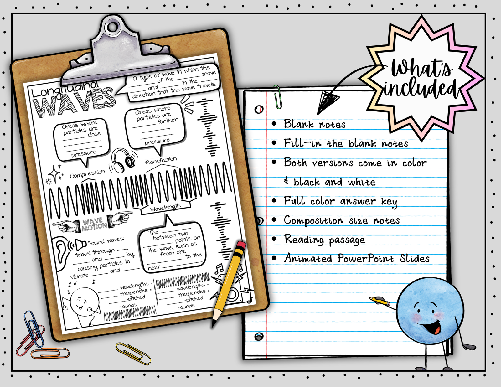 Longitudinal Waves Doodle Notes | Sound Waves | Science Graphic Organizer — Print - Image 2