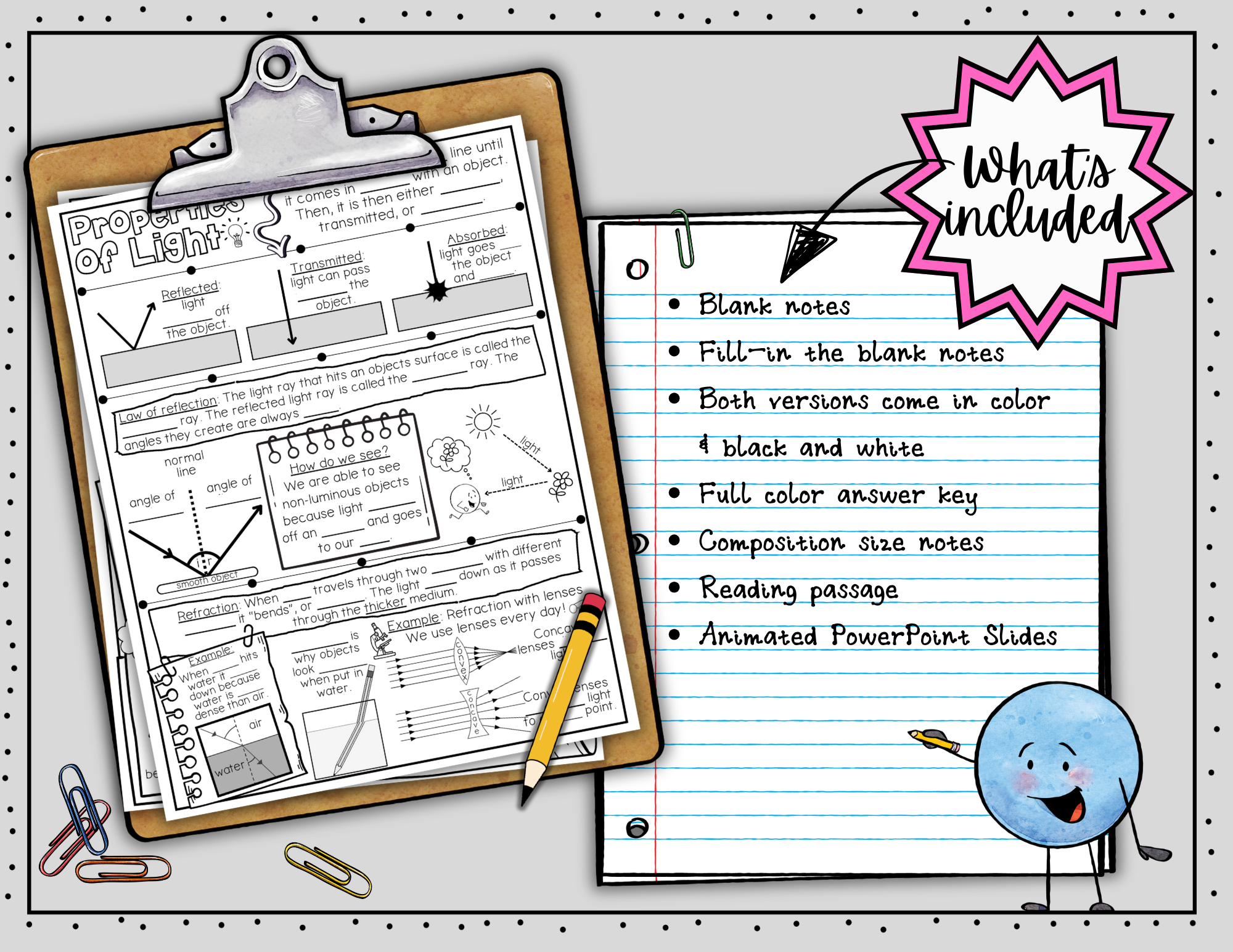 Properties of Light ~ Science Doodle Notes ~ Visual Notes — Print - Image 2
