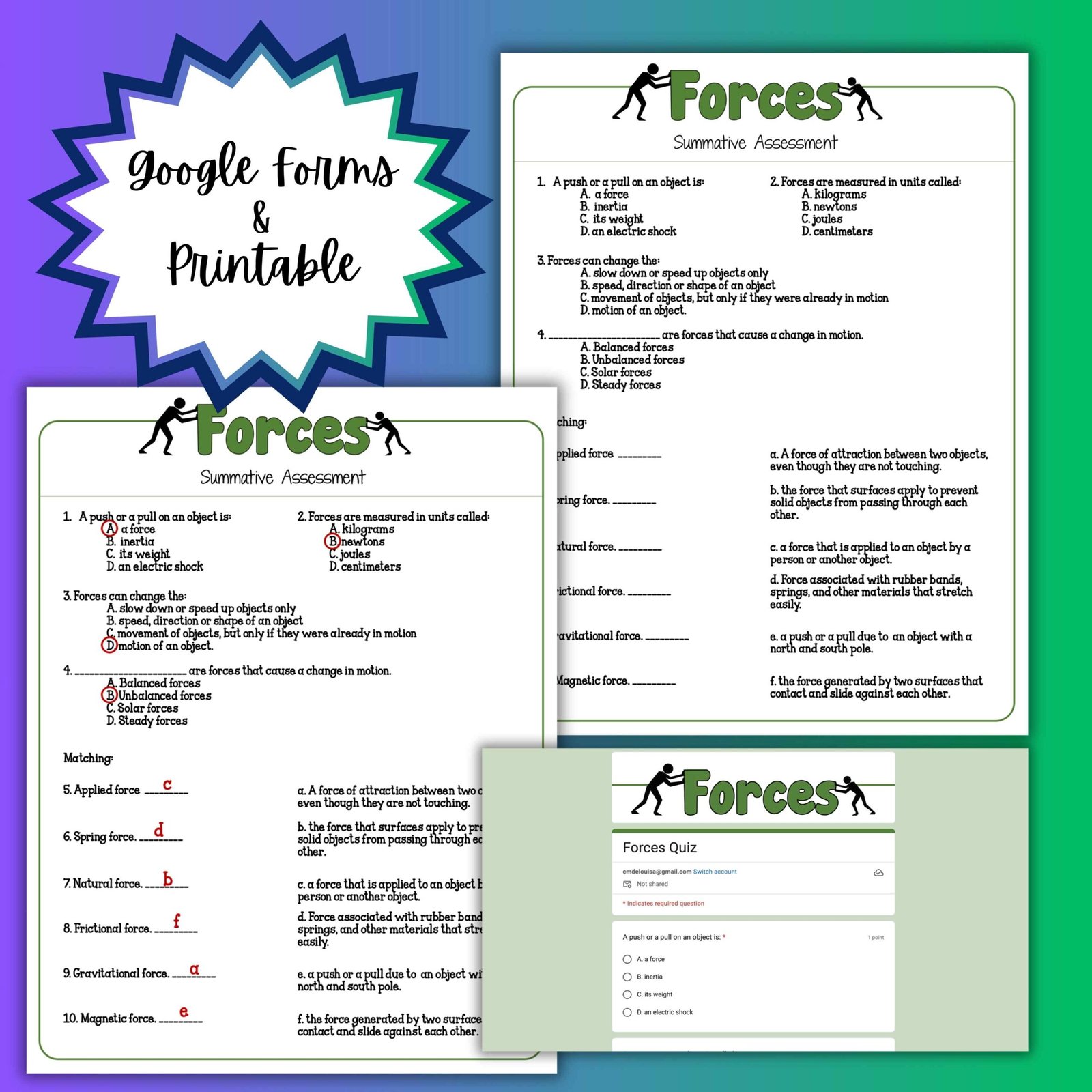 Forces Lesson Bundle | Teaching Slides, Elastic Force Lab Activity & Quiz - Image 6