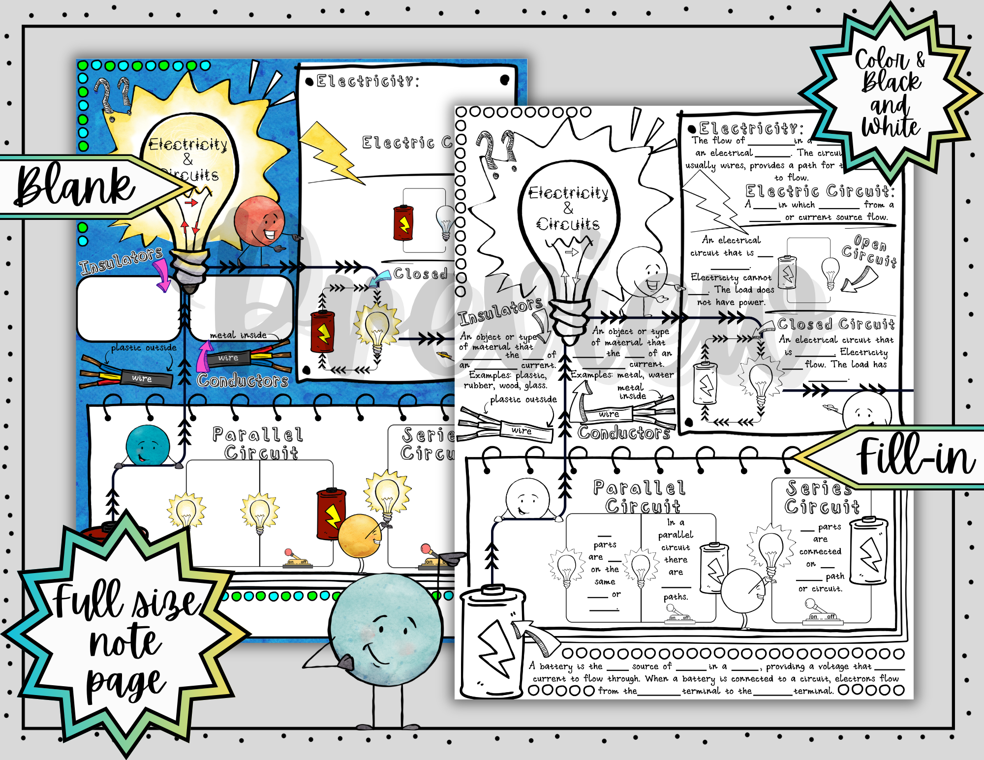 Electricity and Circuits Doodle Notes | Science Doodle Notes | Visual Notes - Image 3