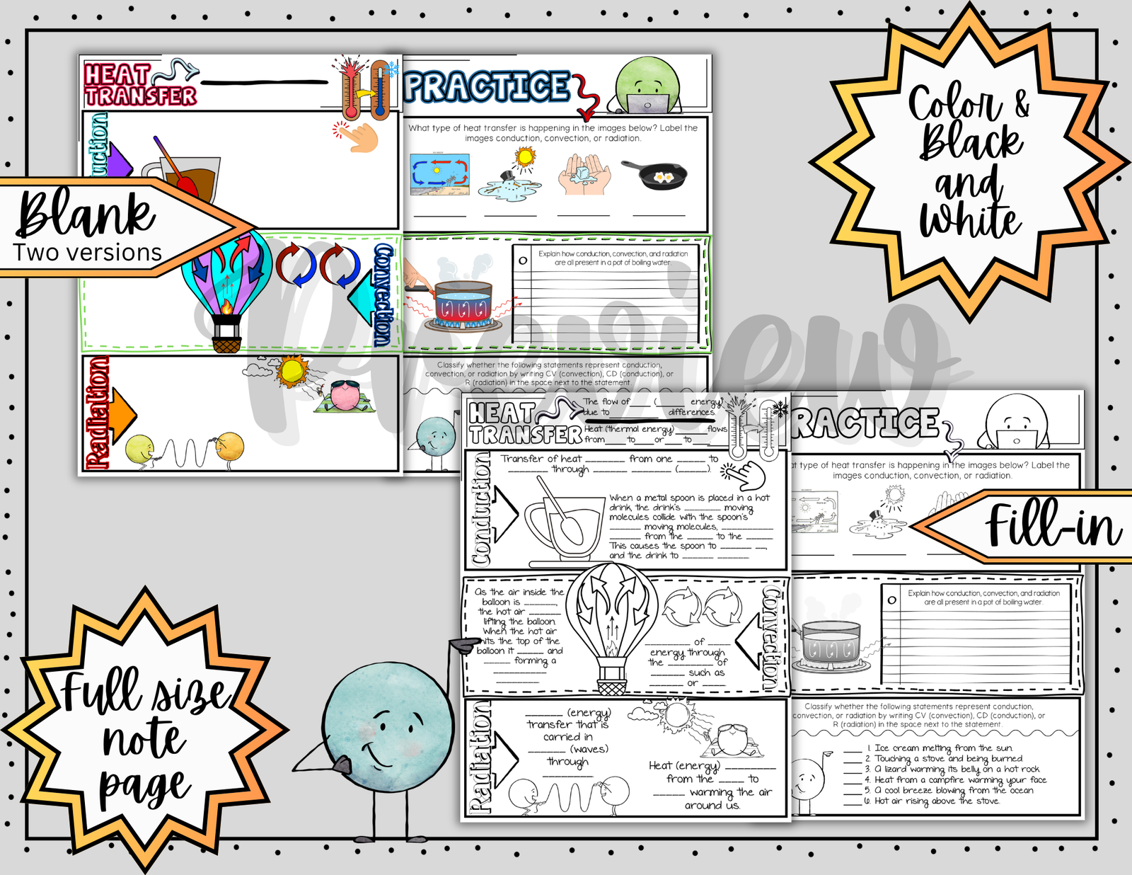 Heat Transfer Thermal Energy Doodle Notes | Science Doodle Notes — Print - Image 3