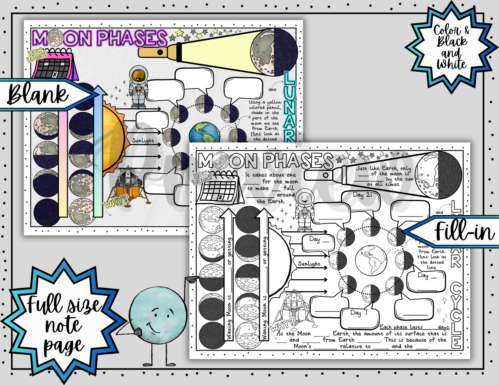 Moon Phases Doodle Notes ~ Lunar Cycle ~ Science Doodle Notes ~ Visual Notes - Image 3