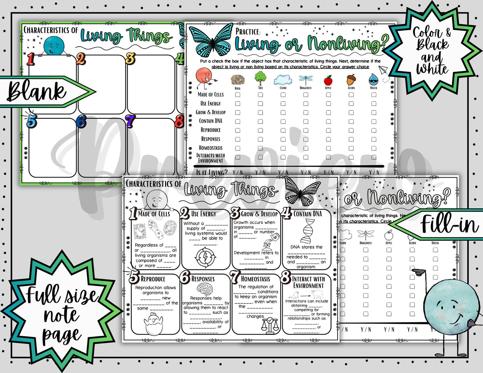 Characteristics of Living Things Science Doodle Notes | Graphic Organizer - Image 3
