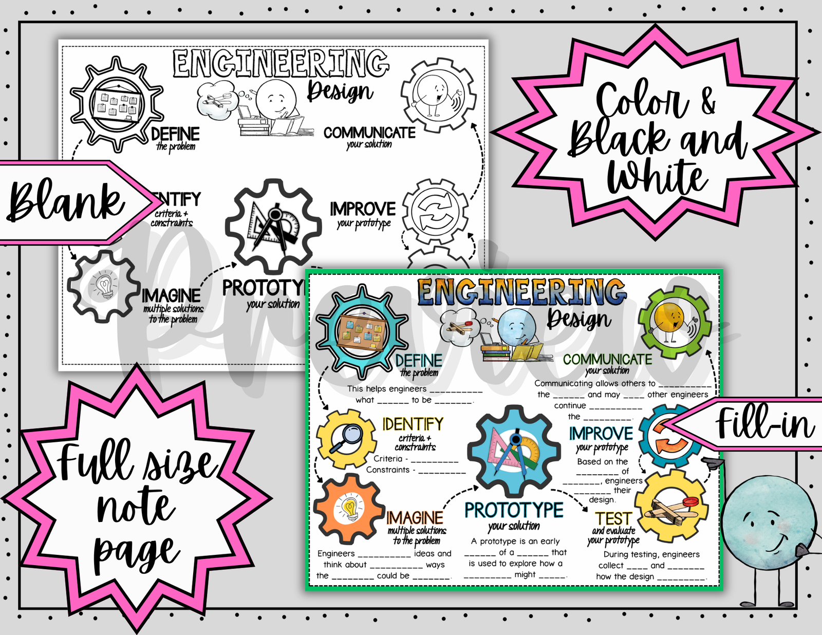 Engineering Design Doodle Notes | Graphic Organizer | Middle School Science 5-8 — Print - Image 3