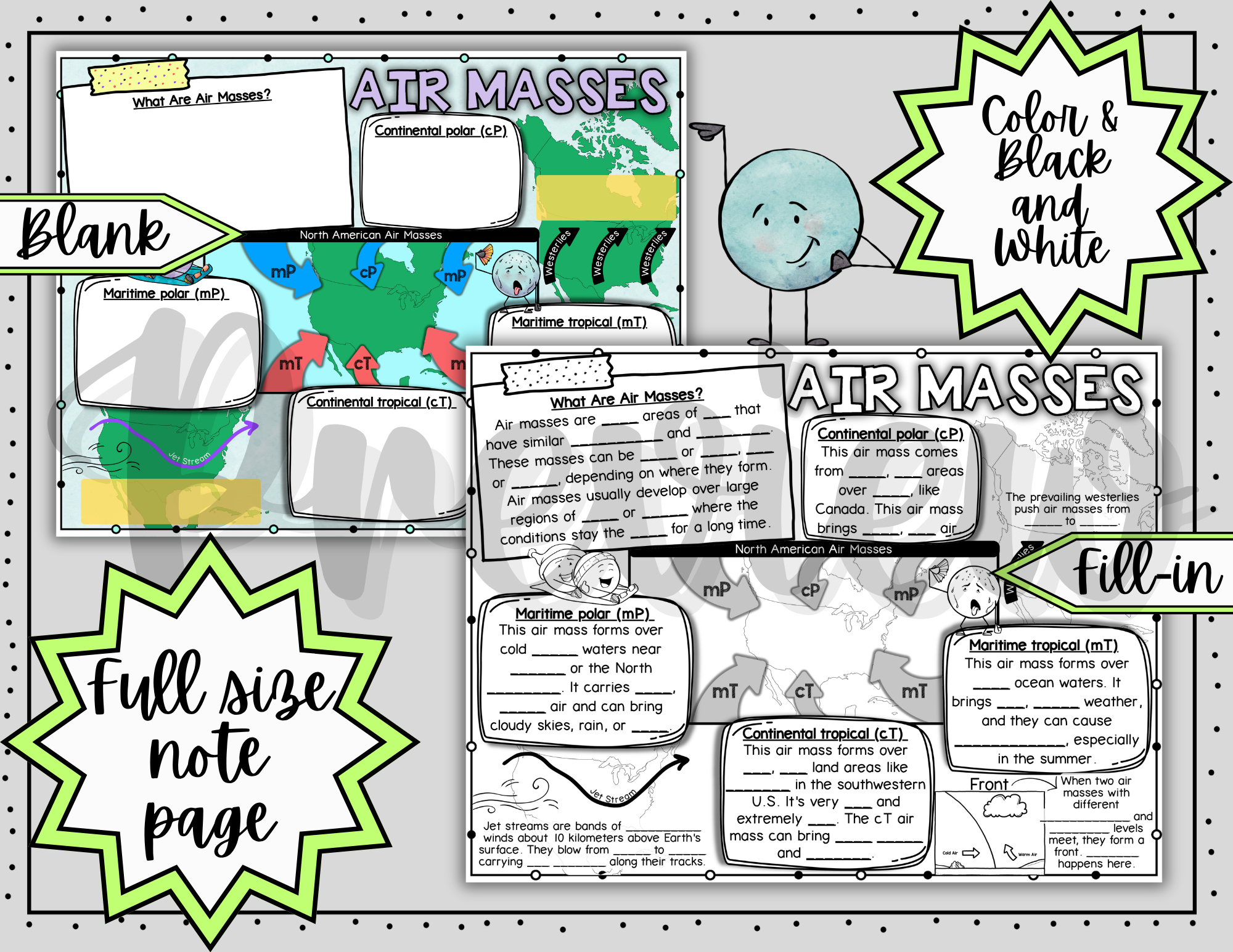 Air Masses ~ Science Doodle Notes ~ Visual Notes — Print - Image 3