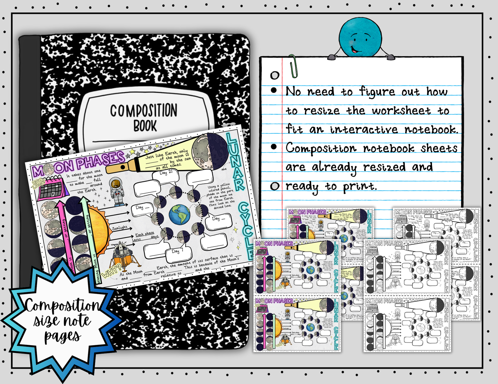 Moon Phases Doodle Notes ~ Lunar Cycle ~ Science Doodle Notes ~ Visual Notes - Image 4