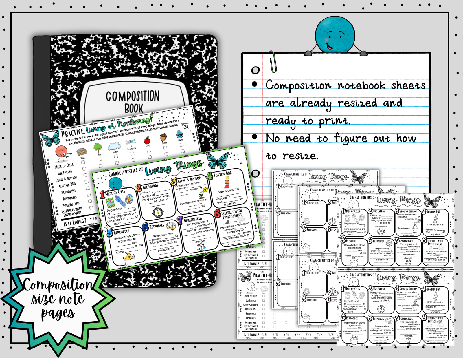 Characteristics of Living Things Science Doodle Notes | Graphic Organizer - Image 4