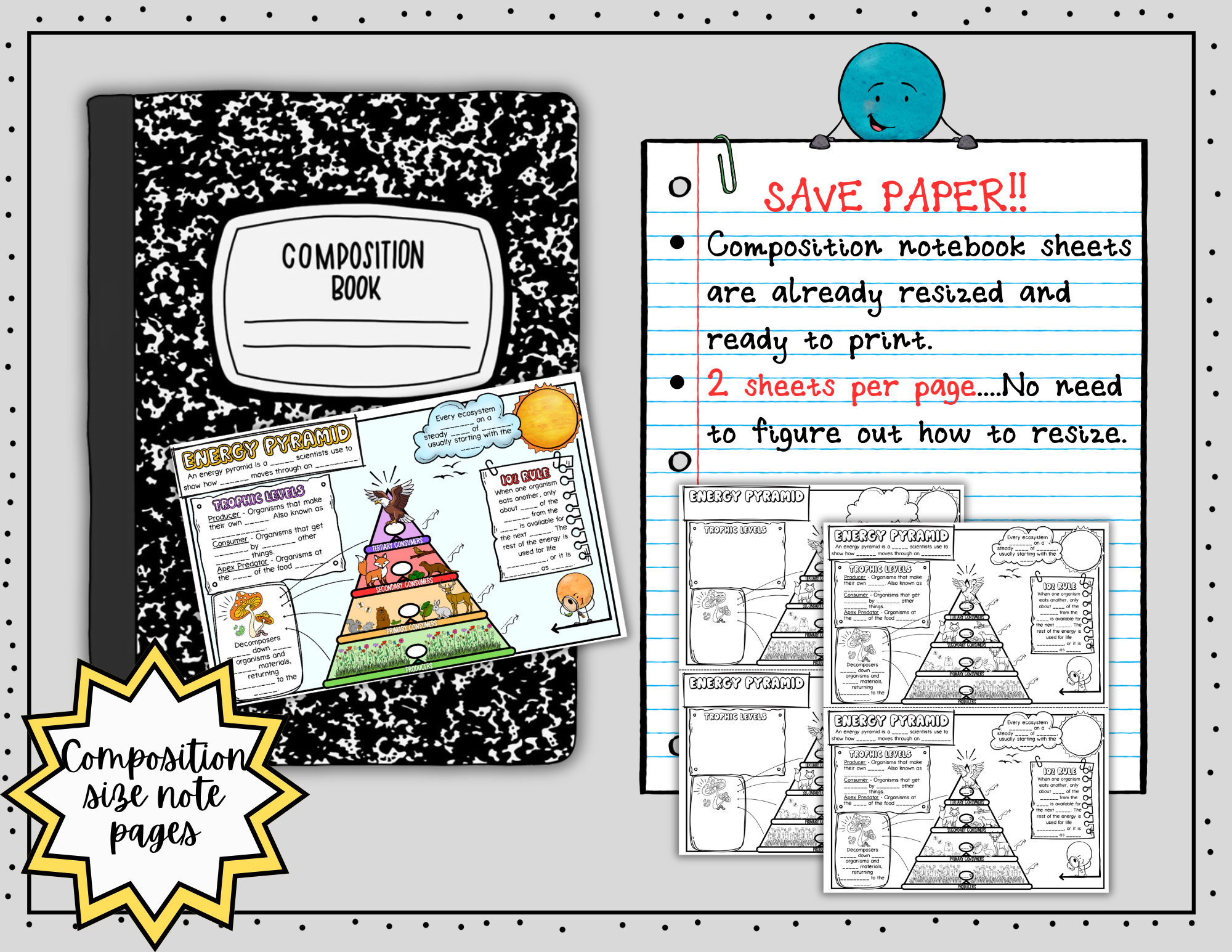Energy Pyramid Science Doodle Notes | Graphic Organizer | Visual Notes — Print - Image 4