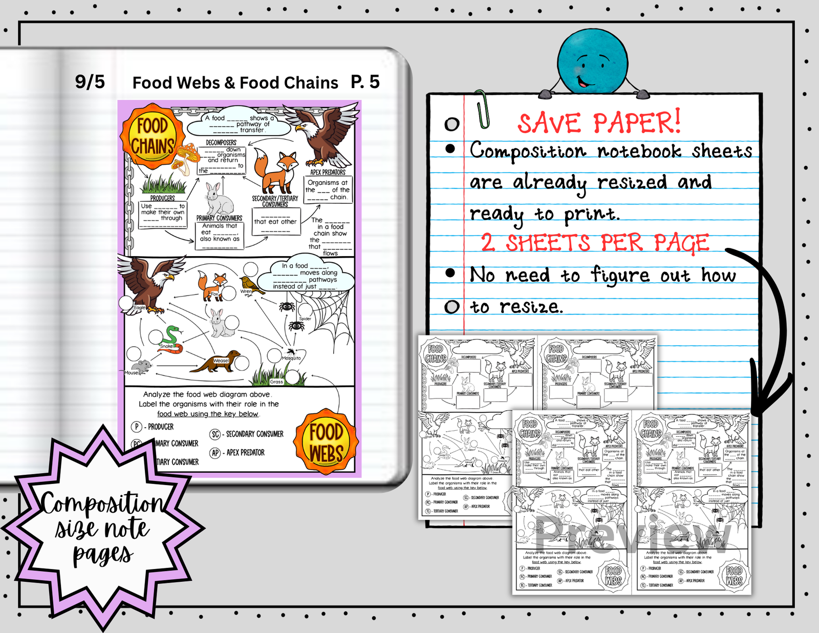 Food Chains and Food Webs Doodle Notes | Science Graphic Organizer | Visual Notes - Image 4