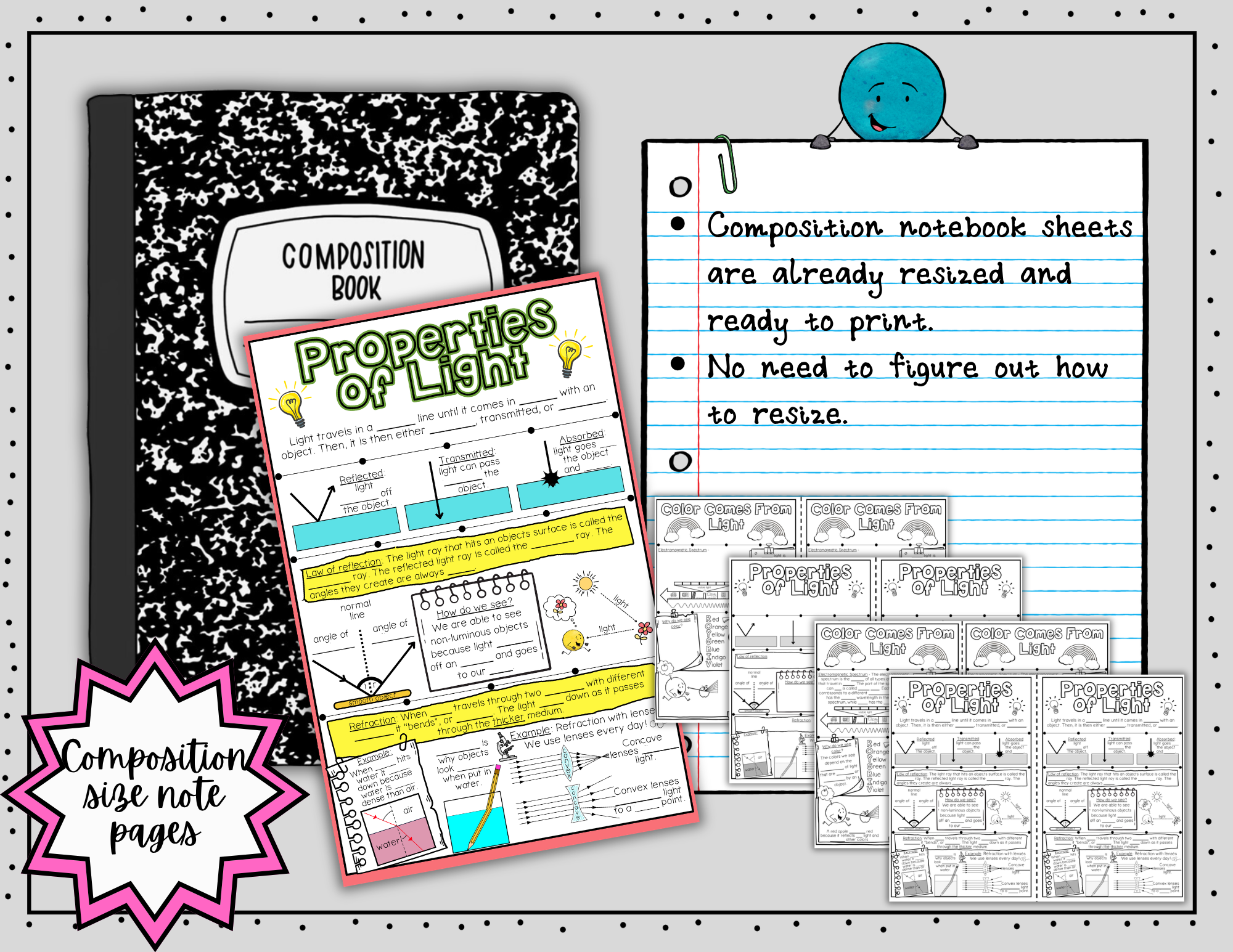 Properties of Light ~ Science Doodle Notes ~ Visual Notes — Print - Image 4