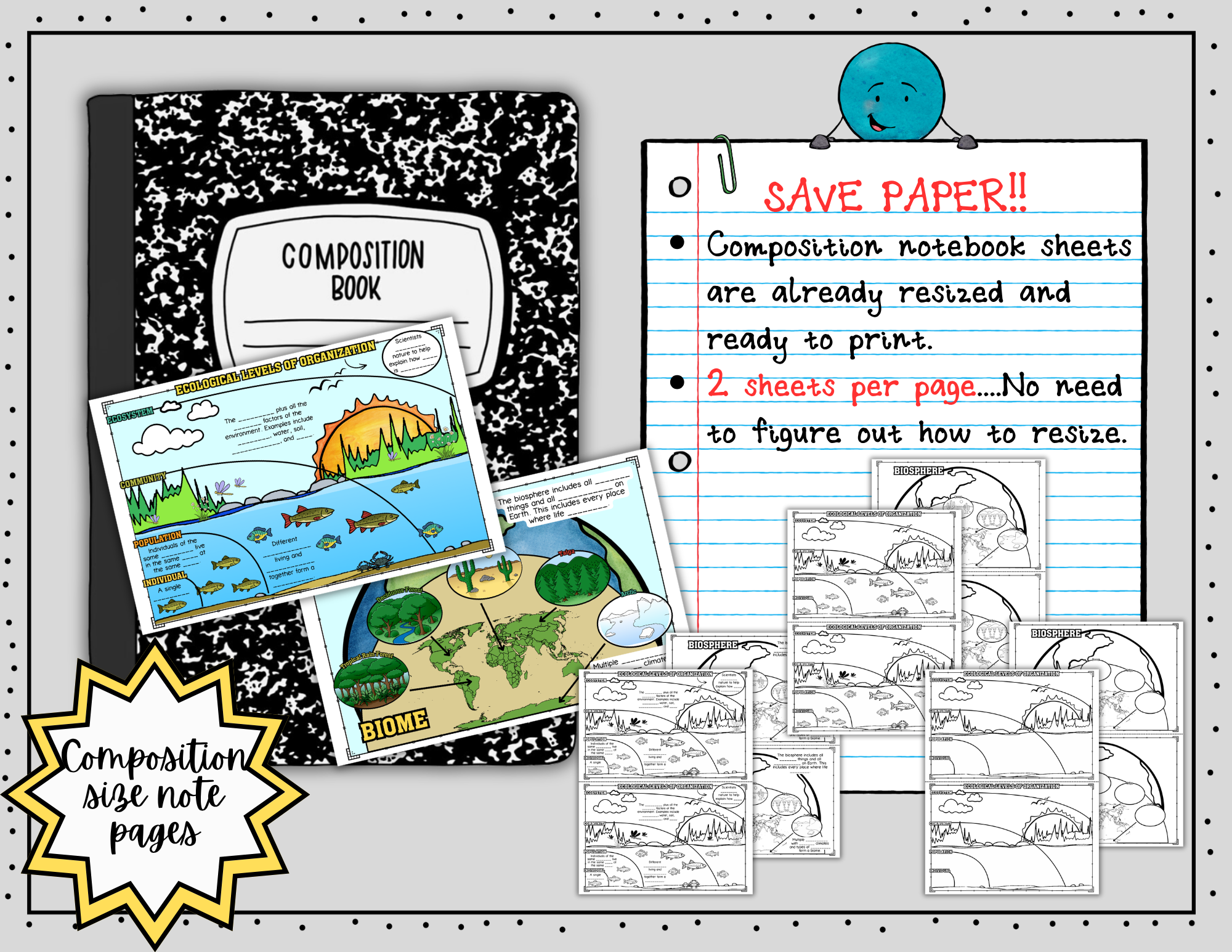 Ecological Levels of Organization Science Doodle Notes | Graphic Organizer — Print - Image 4