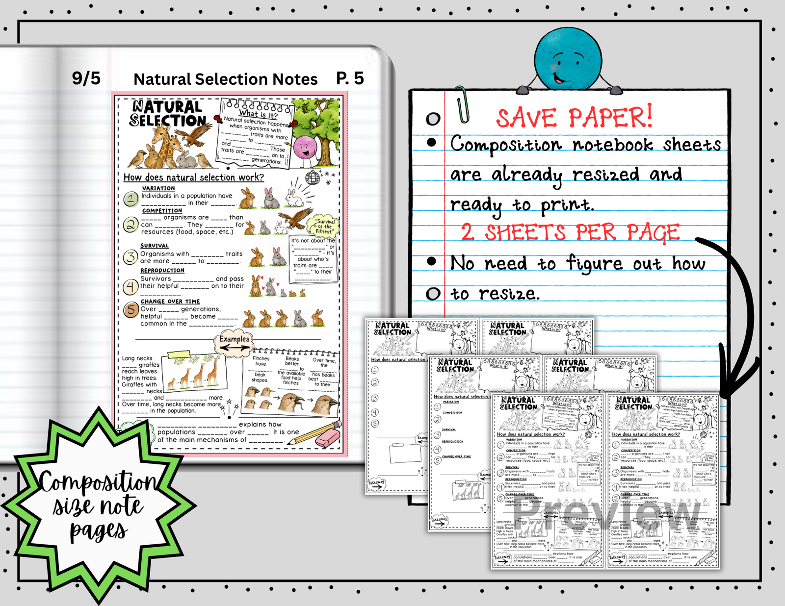 Natural Selection Doodle Notes | Natural Selection Visual Notes | Gr. 6-8 — Print - Image 4