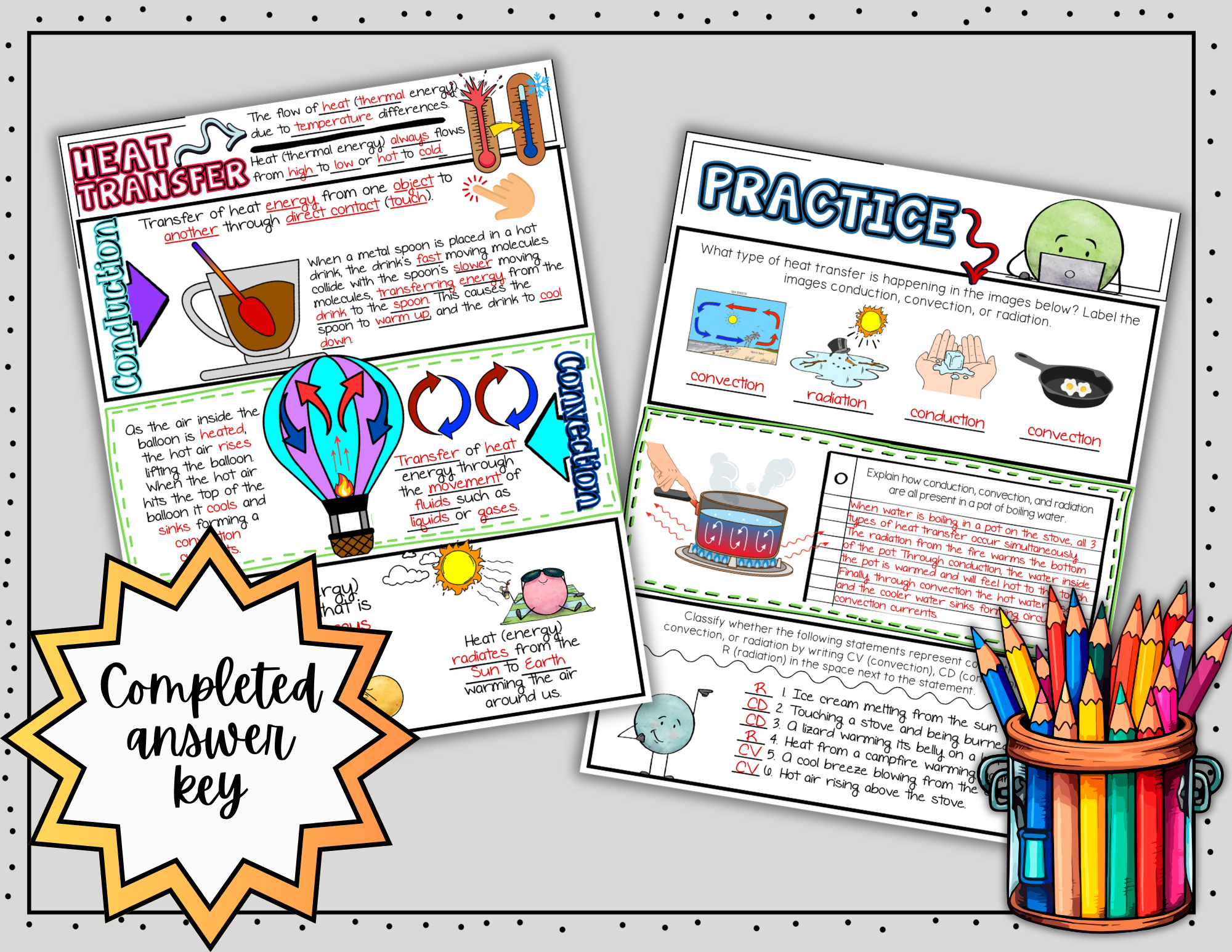 Heat Transfer Thermal Energy Doodle Notes | Science Doodle Notes — Print - Image 5