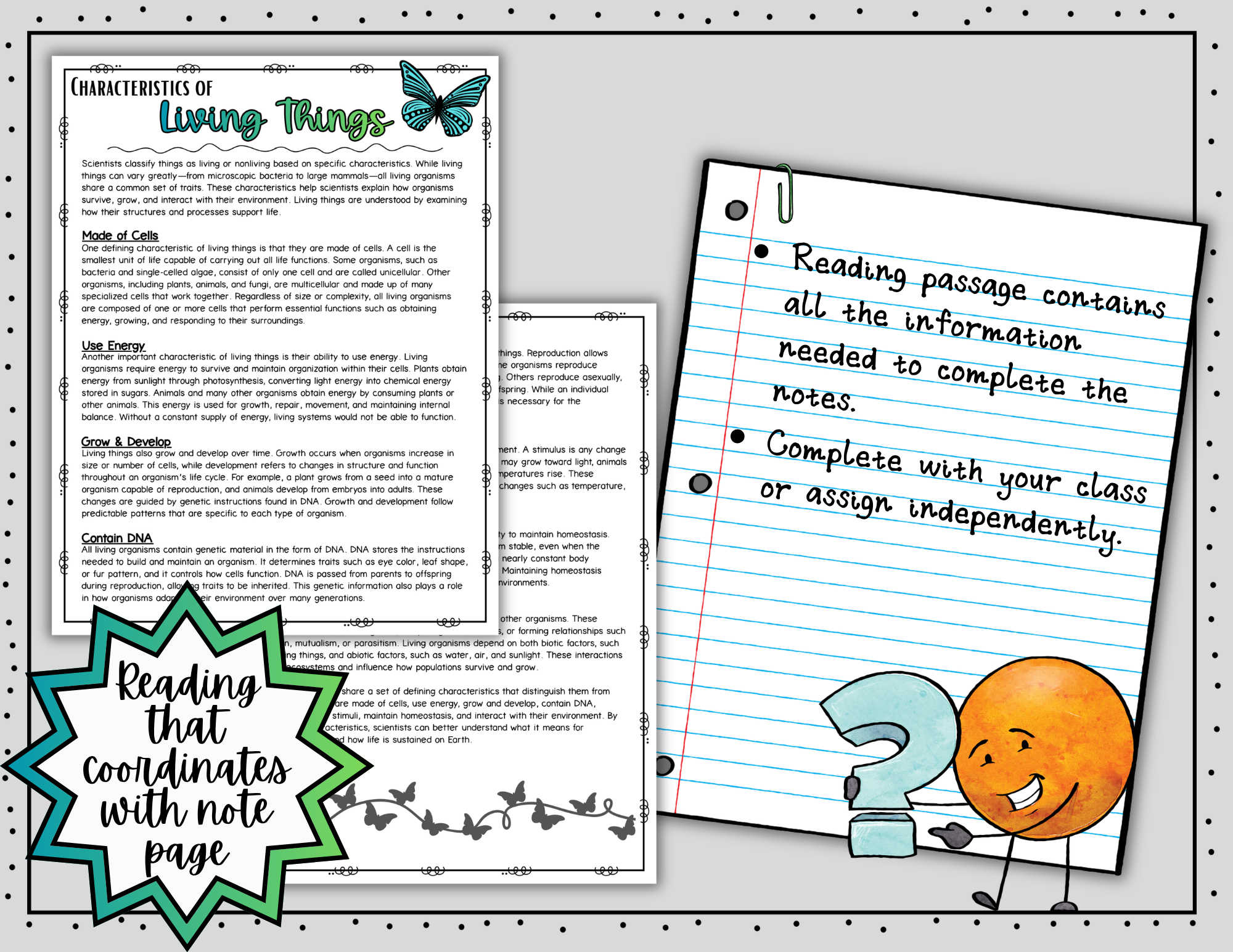 Characteristics of Living Things Science Doodle Notes | Graphic Organizer - Image 5