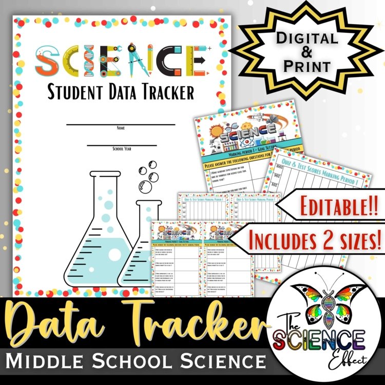 Middle School Science Student Data Tracker | Growth Tracker | Grades 6–8