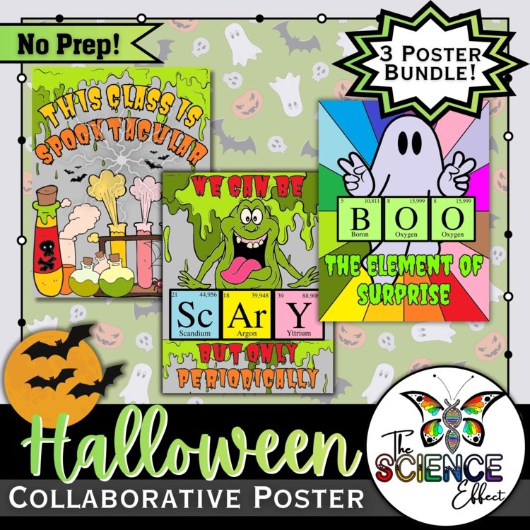 Science Halloween Activity | Science Themed Collaborative Poster Bundle
