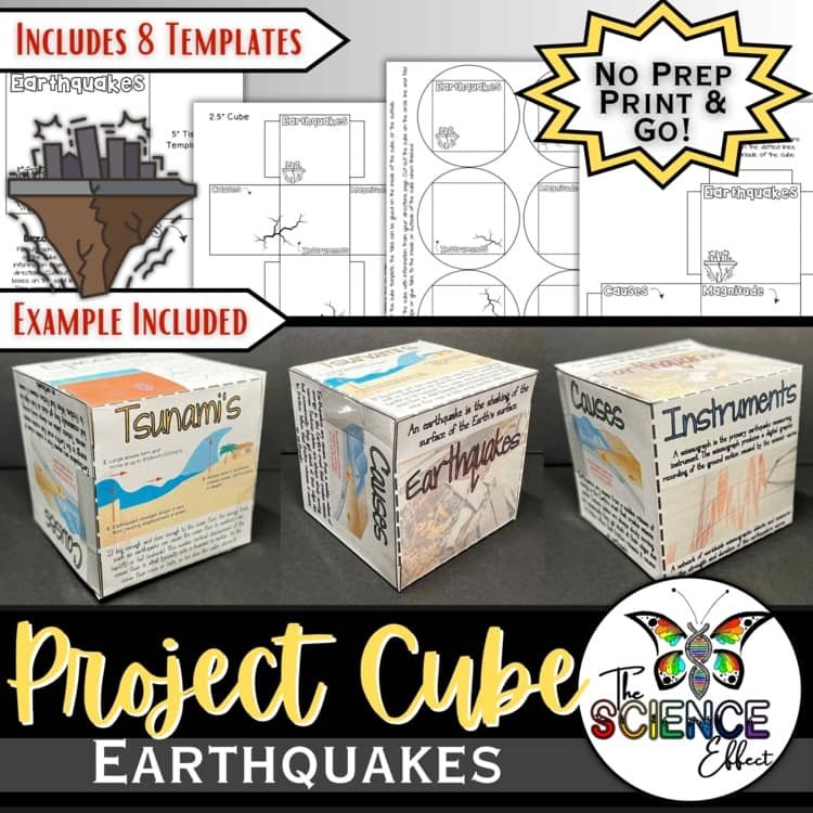 Earthquakes 3D Research Project Cube | Earth Science & Geology Activity