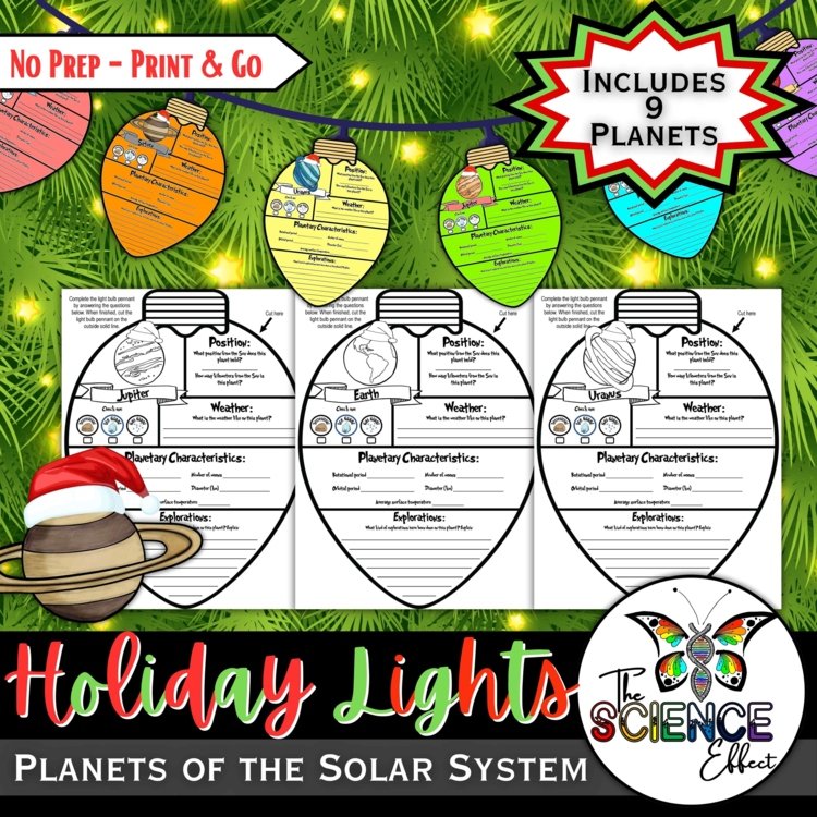 Christmas Science Activity | Planets of the Solar System Research Pennant
