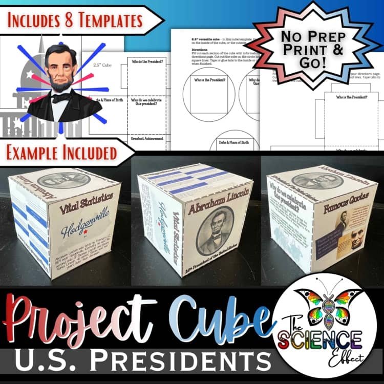 American Presidents 3D Research Project Cube | U.S. History & Biography Activity