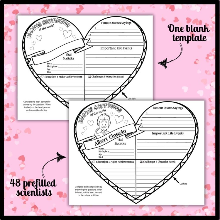Valentine's Day Science Activity | Famous Scientists Biography Pennant