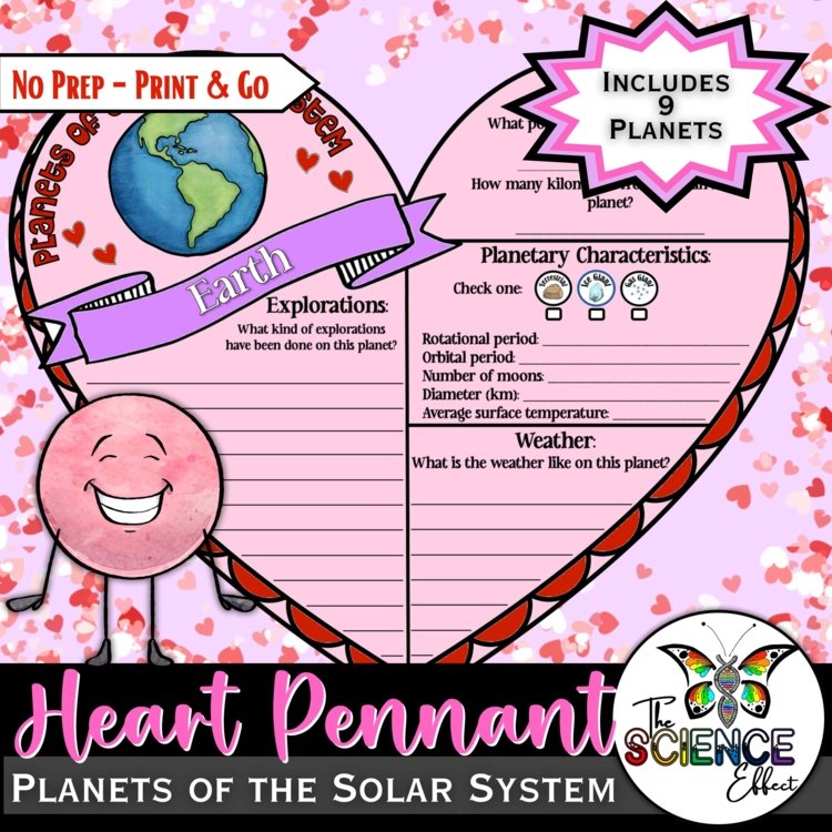 Valentine's Day Science Activity | Planets of the Solar System Research Pennant