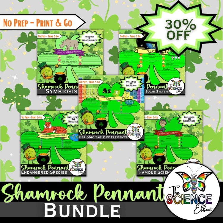 St. Patrick's Day Science Activity Shamrock Research Pennant Bundle 30% OFF