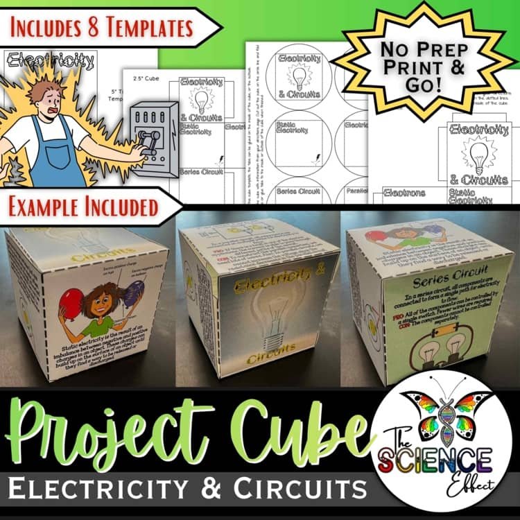 Electricity & Circuits 3D Research Project Cube | Physical Science Activity