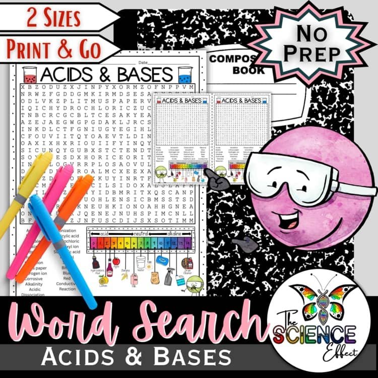 Acids & Bases Word Search Puzzle | Science Vocabulary Activity cover