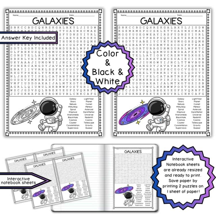 Astronomy word search preview