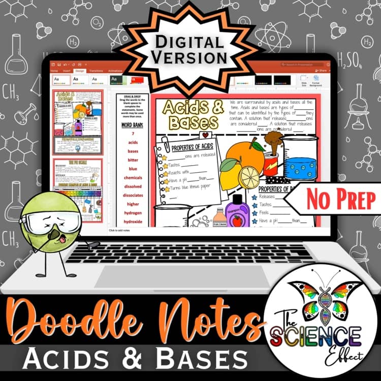 Digital Doodle Notes ~ Acids & Bases ~ pH Scale ~ Science Doodle Notes