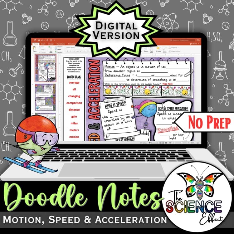 Digital Doodle Notes ~ Motion Speed & Acceleration ~ Science Doodle Notes