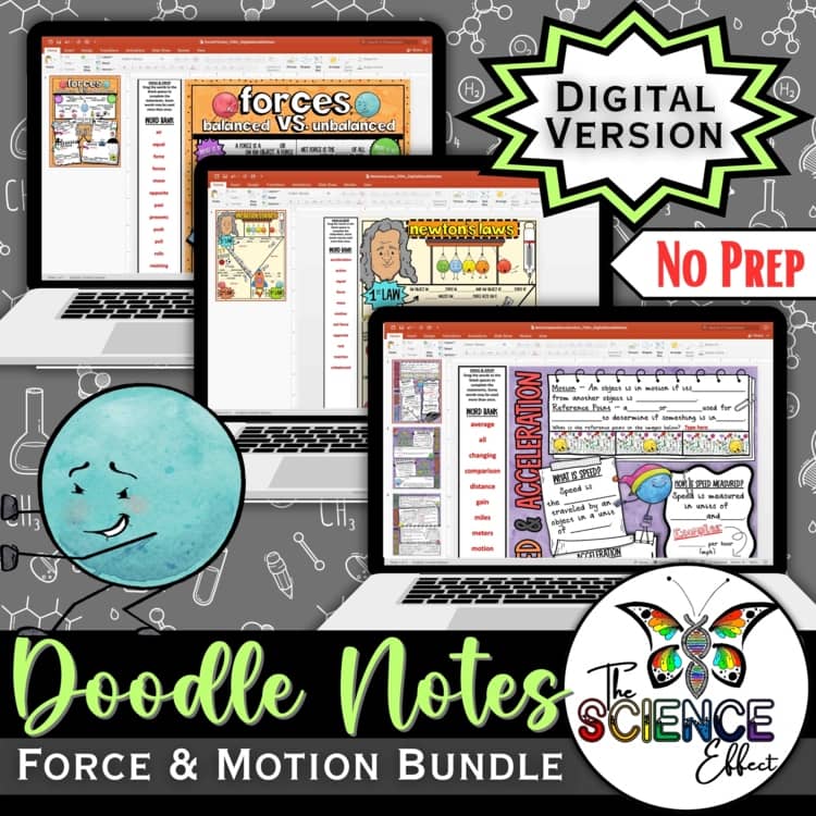 Force, Motion & Newton's Laws ~ Science Digital Doodle Notes