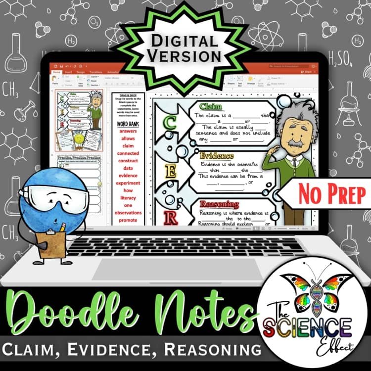 Digital Doodle Notes ~ CER Claim Evidence Reasoning ~ Science Doodle Notes