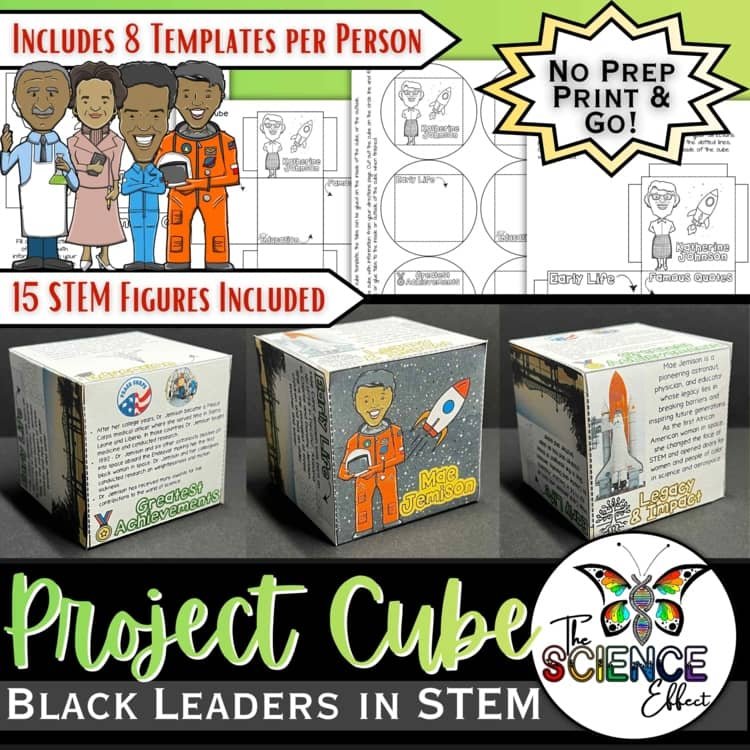 Black Leaders in STEM 3D Research Project Cube | Black History Science Activity