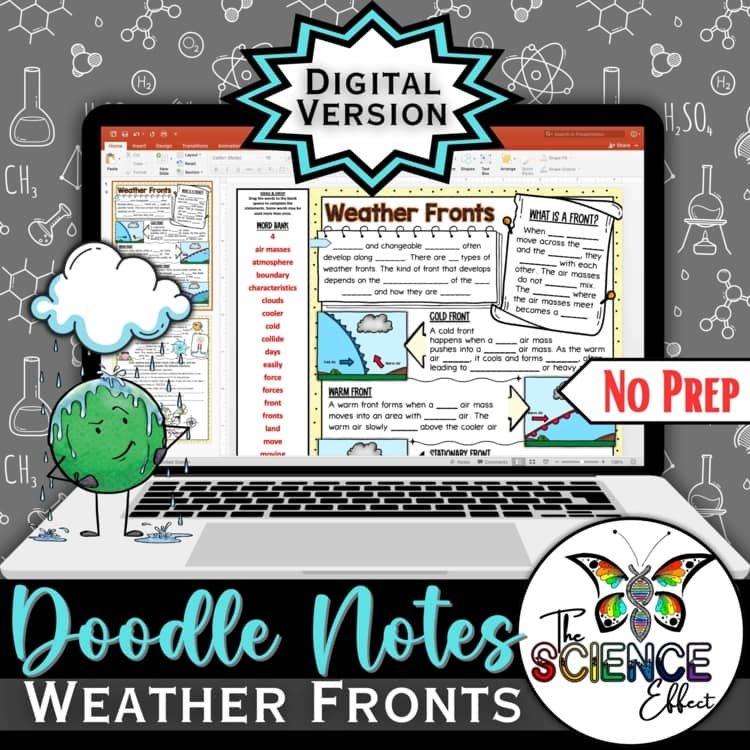 Digital Doodle Notes ~ Weather Fronts Doodle Notes ~ Science Graphic Organizer