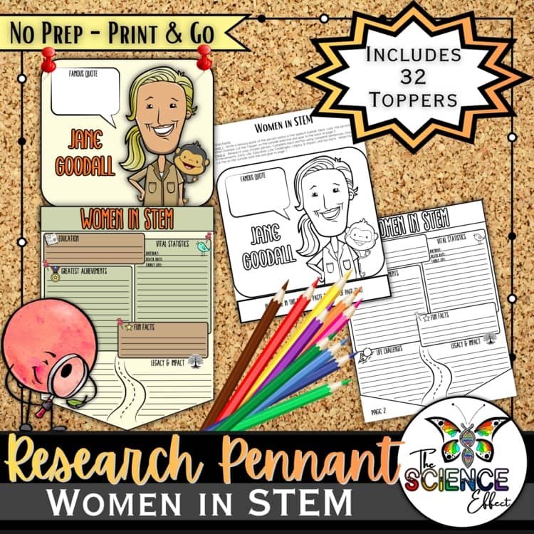 Women in STEM Research Pennants | Women's History Month Science Project