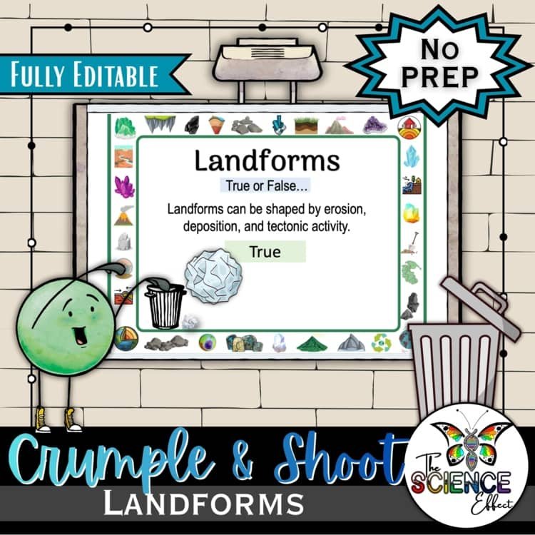 Landforms Crumple & Shoot Game | Trashketball Science Review Game cover