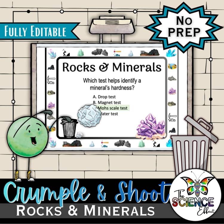 Rocks & Minerals Crumple & Shoot Game | Trashketball Science Review Game cover