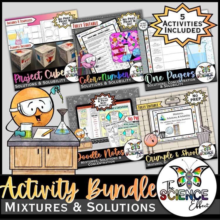 Mixtures & Solutions Activity Bundle 30% OFF! | No-Prep Chemistry Activities
