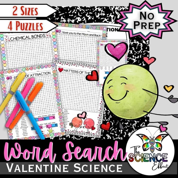 Valentine's Day Science Word Search Bundle | Science Vocabulary Activities cover