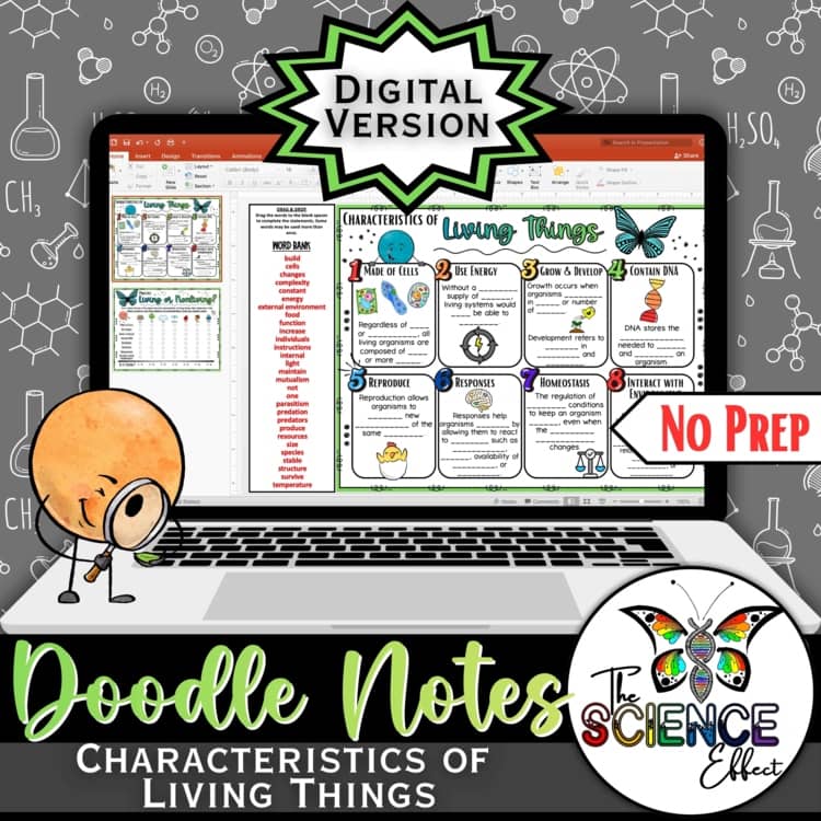 Characteristics of Living Things Science Digital Doodle Notes | Visual Notes