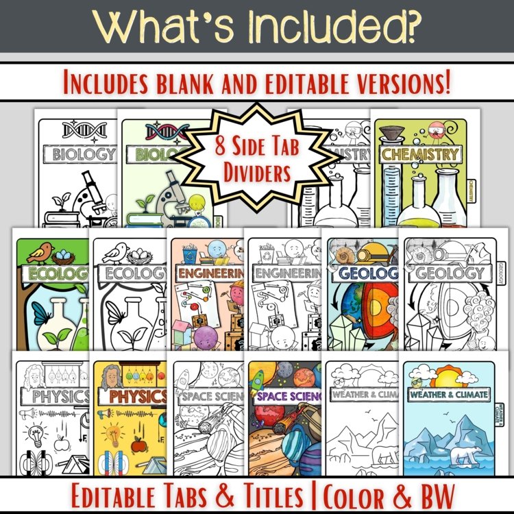 Science Interactive Notebook Setup | ISN Cover, Dividers, Graphic Organizers - preview 2