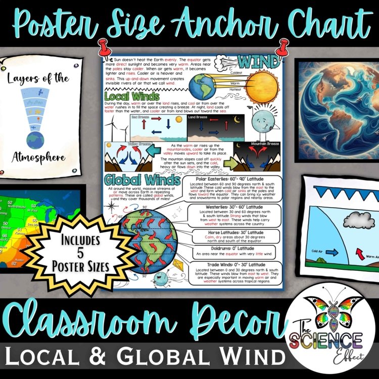 Local & Global Winds Anchor Chart | Middle School Earth Science Classroom Decor