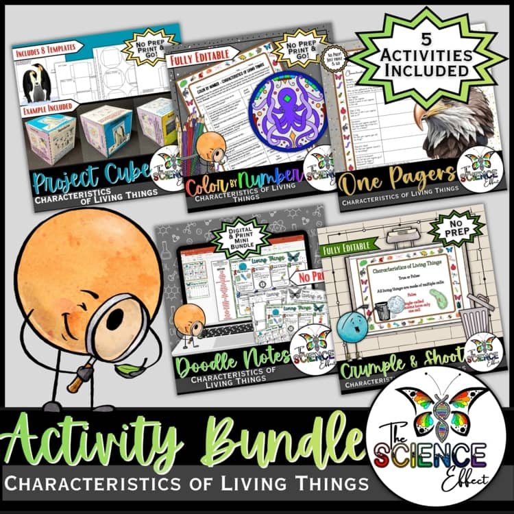 Characteristics of Living Things Science Activity Bundle | Middle School Biology