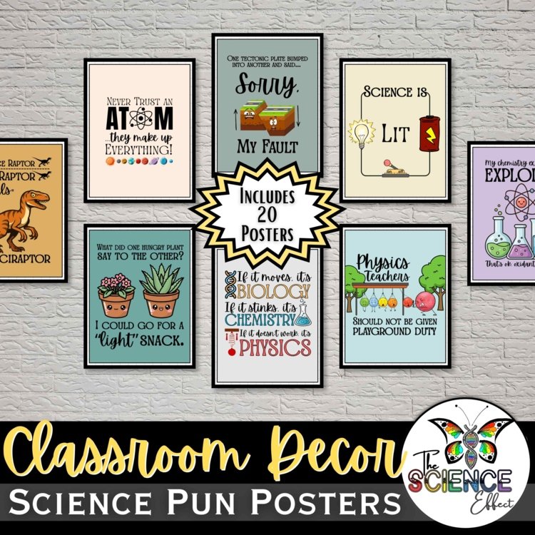 Science Pun Posters | Funny Science Classroom Decor | Science Jokes