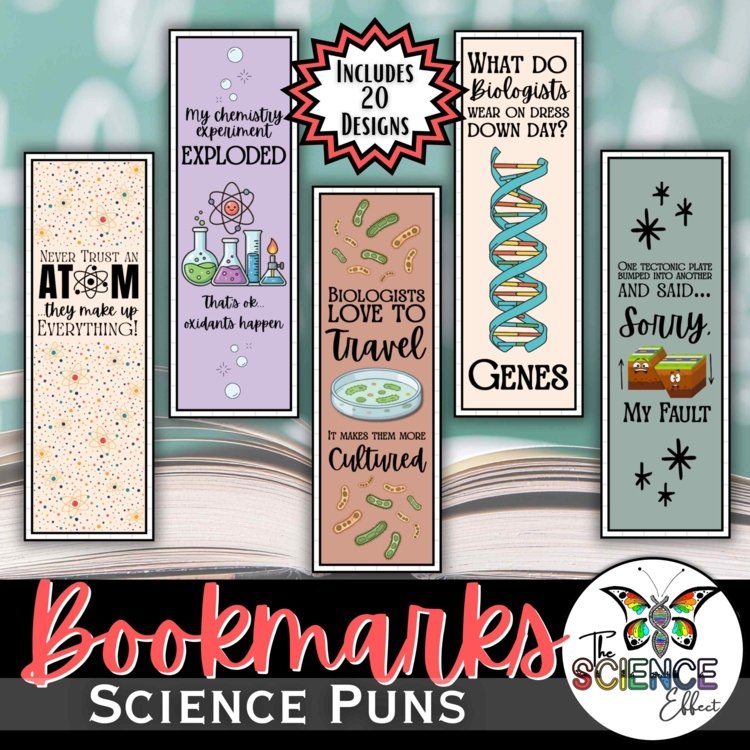Science Pun Bookmarks | Back to School Student Gift | Science Jokes
