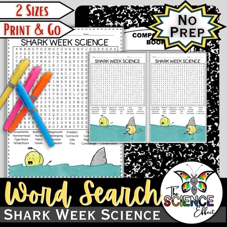 Shark Week Science Word Search | Summer Science Word Search Activity (Gr. 5-8) cover