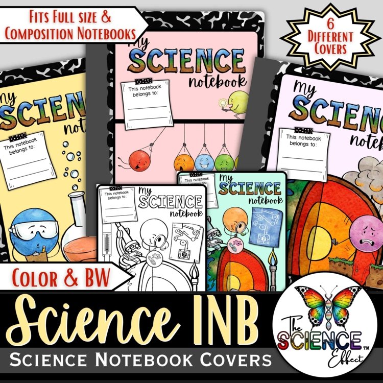 Science Interactive Notebook Covers | Composition & Spiral Notebook Covers