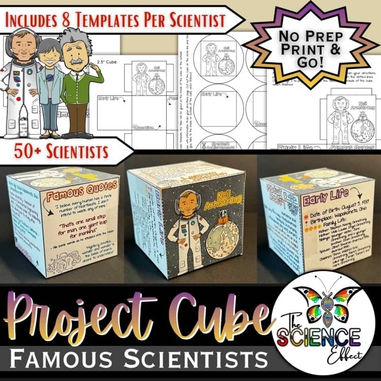 Famous Scientists 3D Research Project Cube | Biography Science Research Activity